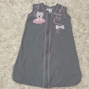 Halo baby girl size small 0 - 6 mo Gray Sleep Sack with Pink Details